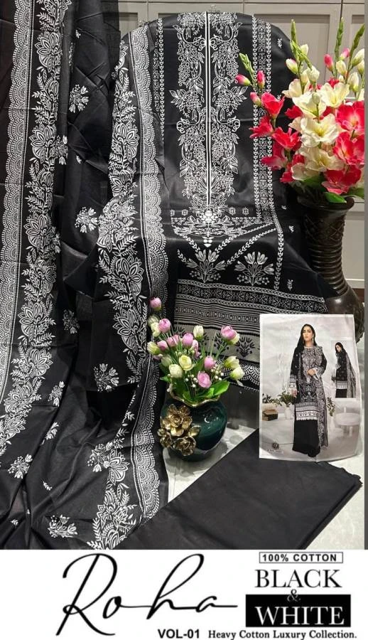 Keval Roha Black and White Vol 1 Cotton Wholesale Pakistani Readymade Salwar Suit Catalog — Wholesale Salwar Suits, Keval Fab wholesale from Surat - Gallery Image 4